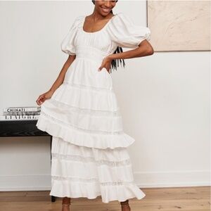 La Ligne White Gathered Dress